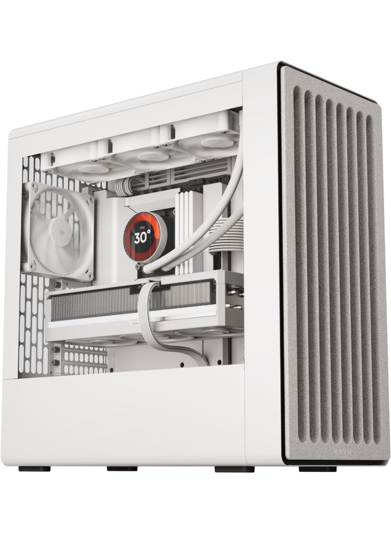 HAVN BF-360 Flow White Mid-Tower PC Case – High-Airflow Gaming Chassis with 2×180mm Fans, Tempered Glass Side Panel, Up to 420mm Radiator, USB-C & USB-A Front I/O, 7-Fan Support, GPU 410mm Clearance, Quiet Triple-Groove FDB Bearings | HVN-CA-BF360-03 - Image 1